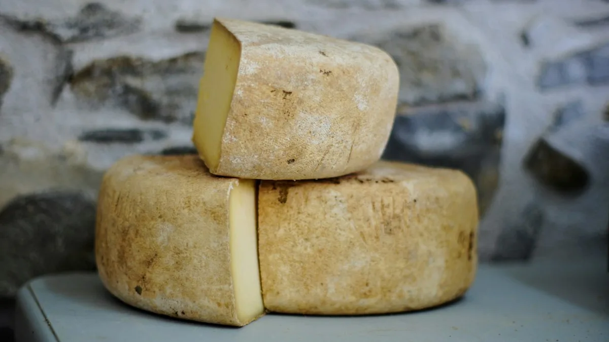 Block of Artisan Cheddar and Gourmet Butter in Canadian Supermarket Grocery Deli
